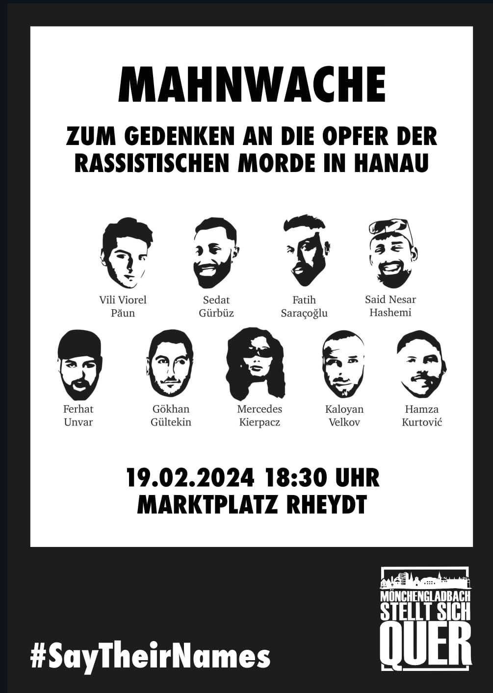 Mahnwache zum Gedenken an die Opfer der rassistischen Morde in Hanau