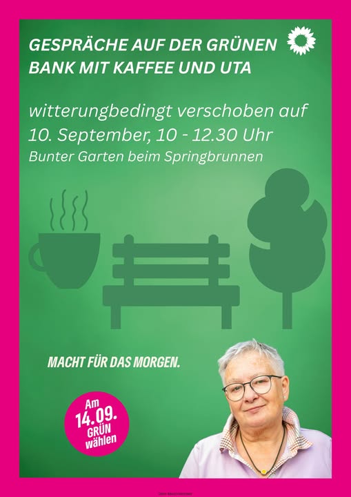 Gespäche auf der Grünen Bank mit Kaffee und Uta